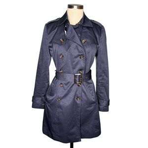 BANANA REPUBLIC Midnight Blue Trench Coat Double‎ Breasted Women’s Size Small P